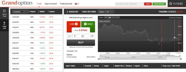 GrandOption Trading Platform image